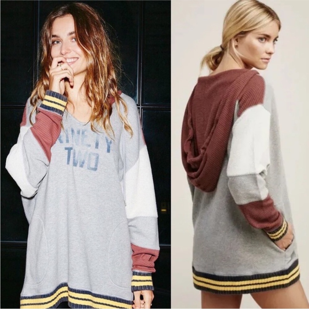 Free People Naomi Hoodie Oversized Distressed Sz Small